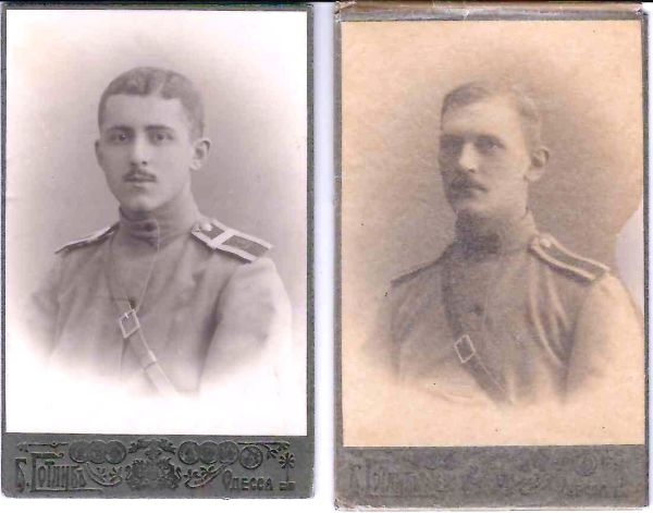 Фотографии (формата «визитка») рядового и унтер-офицера Российской императорской армии. 1910-е годы.