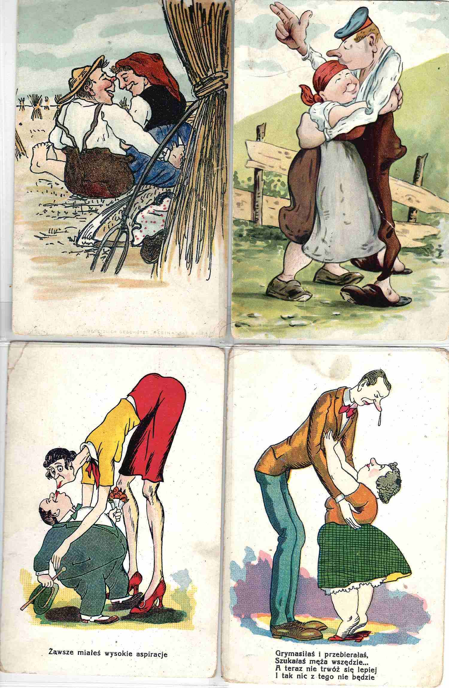 24 юмористические открытки «Он и она». Зап. Европа, первая треть XX века.