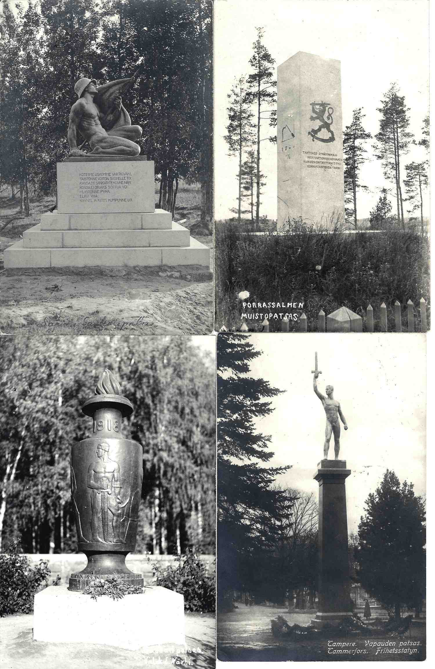 Финляндия. 4 открытки «Памятники». 1920-е - 1930-е годы.