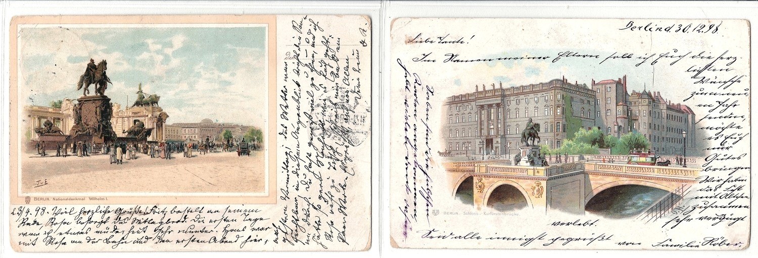 Берлин. 3 художественных открытки («грюссы»). Конец 1890-х годов.