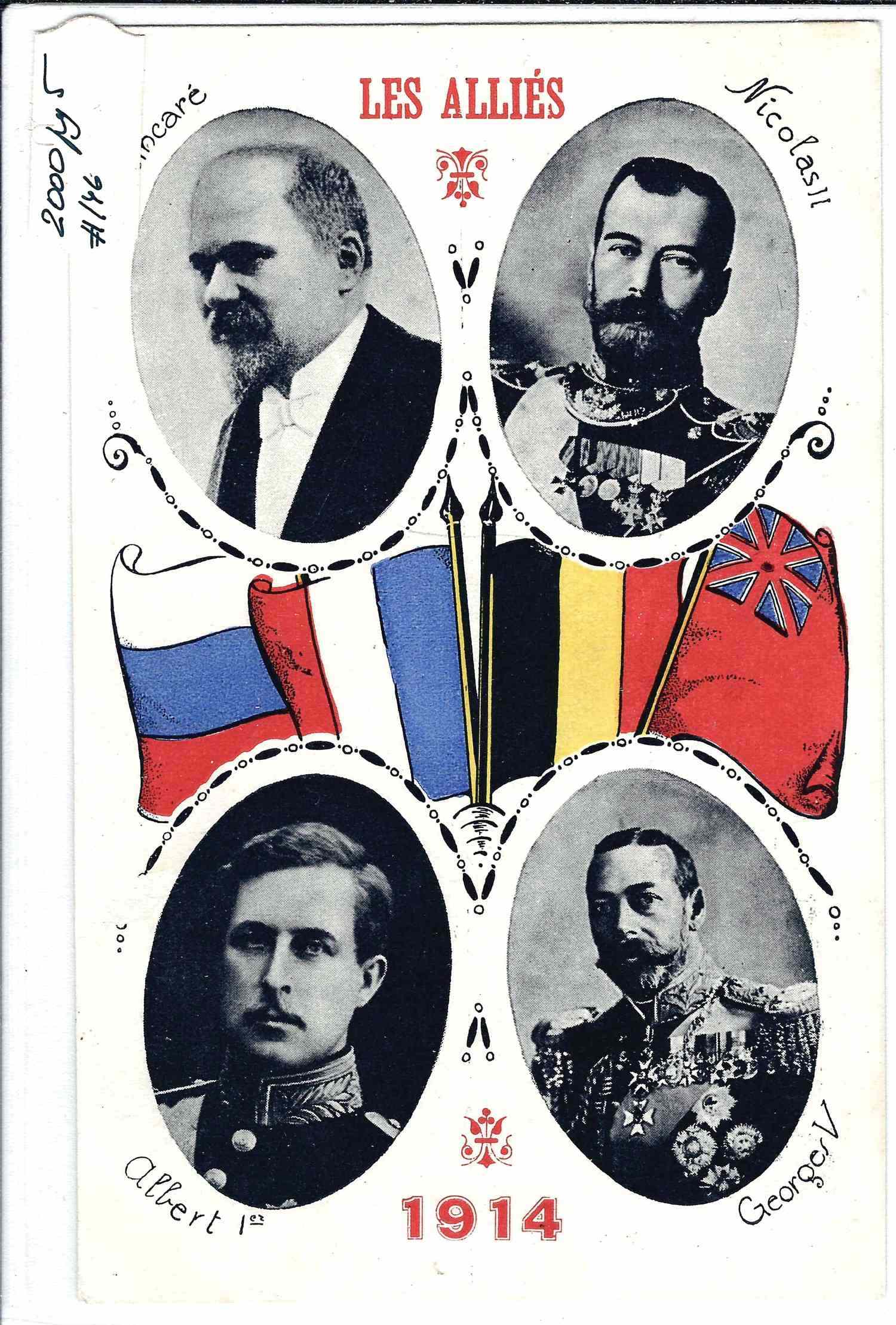 Открытка и почтовая карточка «Союз России, Бельгии, Франции и Англии. 1914». Франция, 1914.