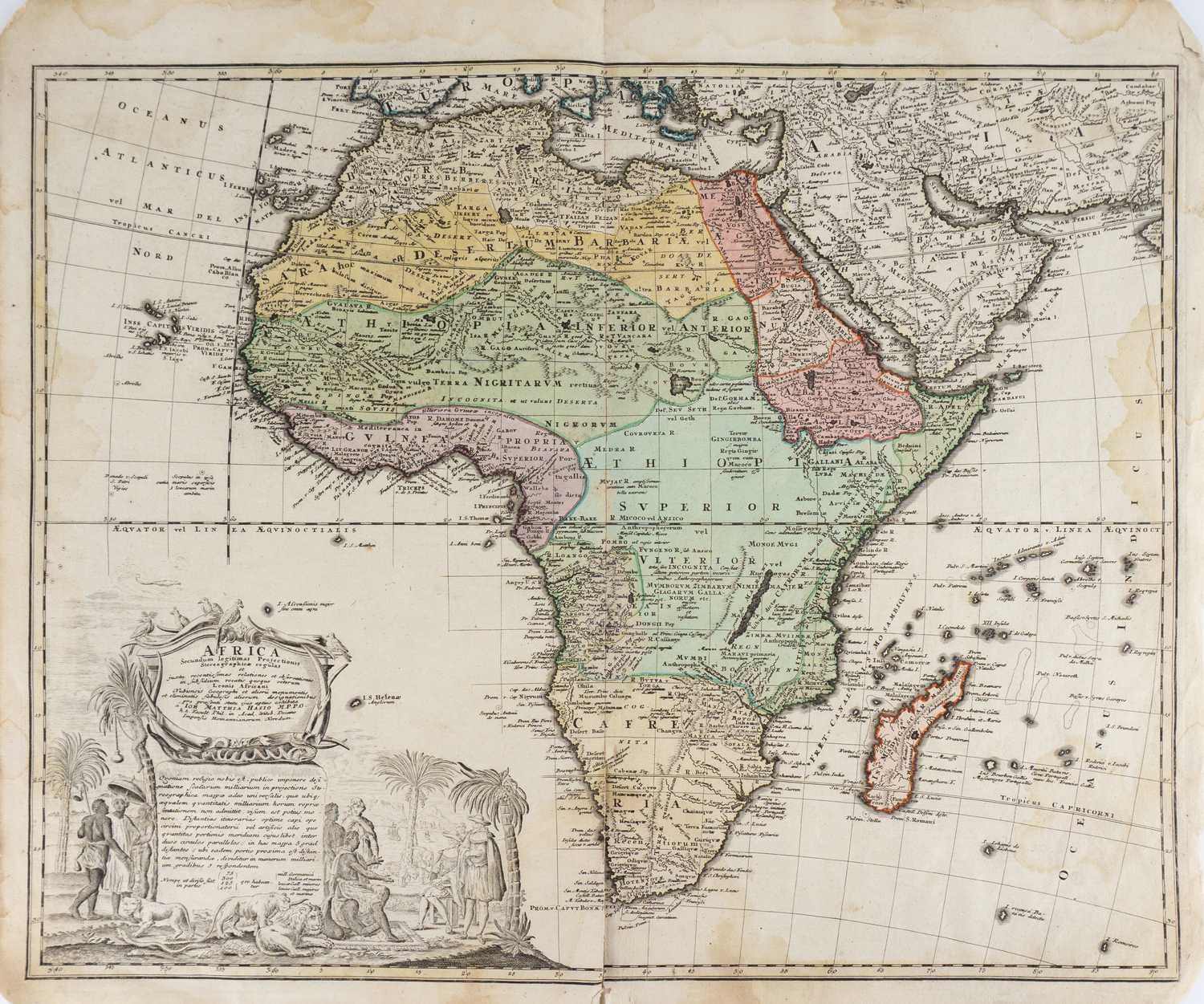 Хазе И.М. Карта Африки (Africa Secundum legitimas Projectionis Stereographicae regulas). Германия, 1730-е - 1750-е годы.