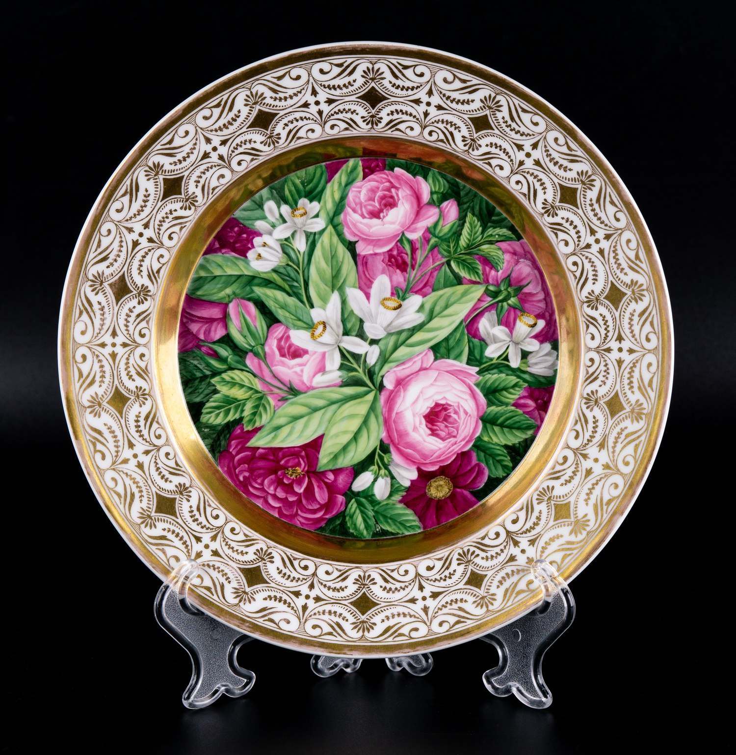 Декоративная тарелка «Пионы». Германия, Фарфоровая Королевская мануфактура, XIX в.