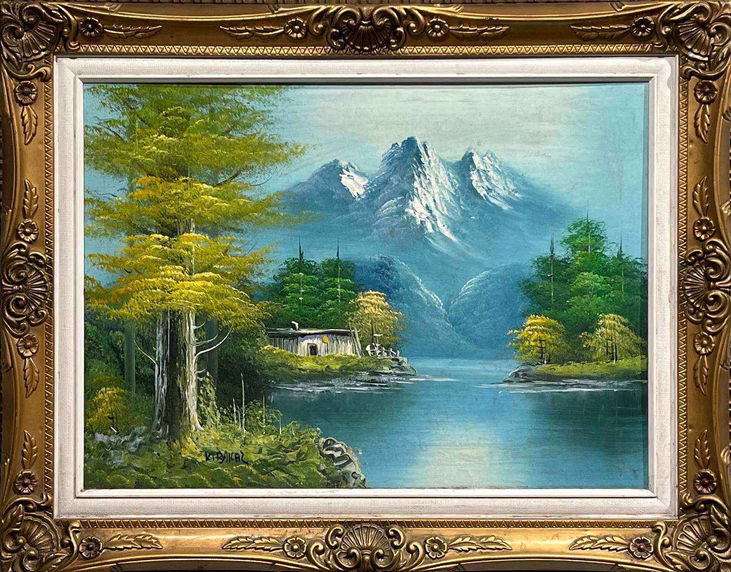 Неизвестный художник. Пейзаж с рекой на фоне гор. 1990-е годы.