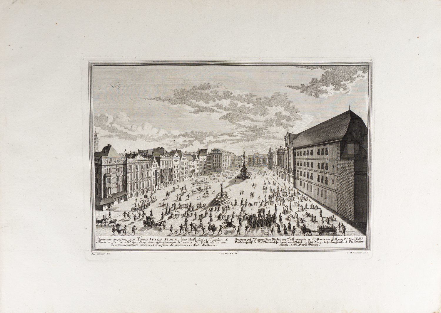 Клейнер Саломон. Площадь Ам-Хоф в Вене. Издание Иоганна Андреаса Пфеффеля, 1720-е - 1730-е годы.