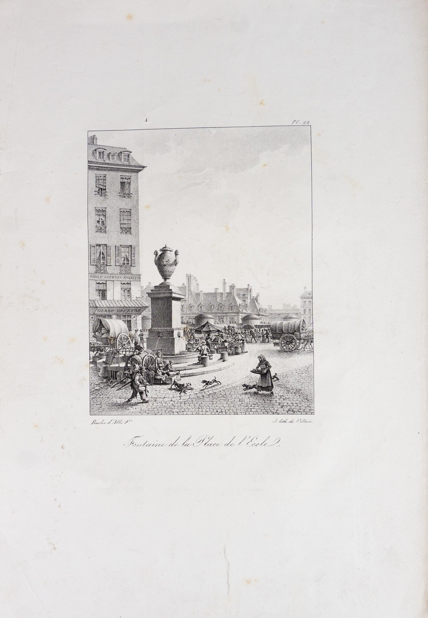 Виллан Жан-Франсуа (по рисунку Бакле д’Альба Луи). Фонтан на площади д'Эколь в Париже. Первая треть XIX века.