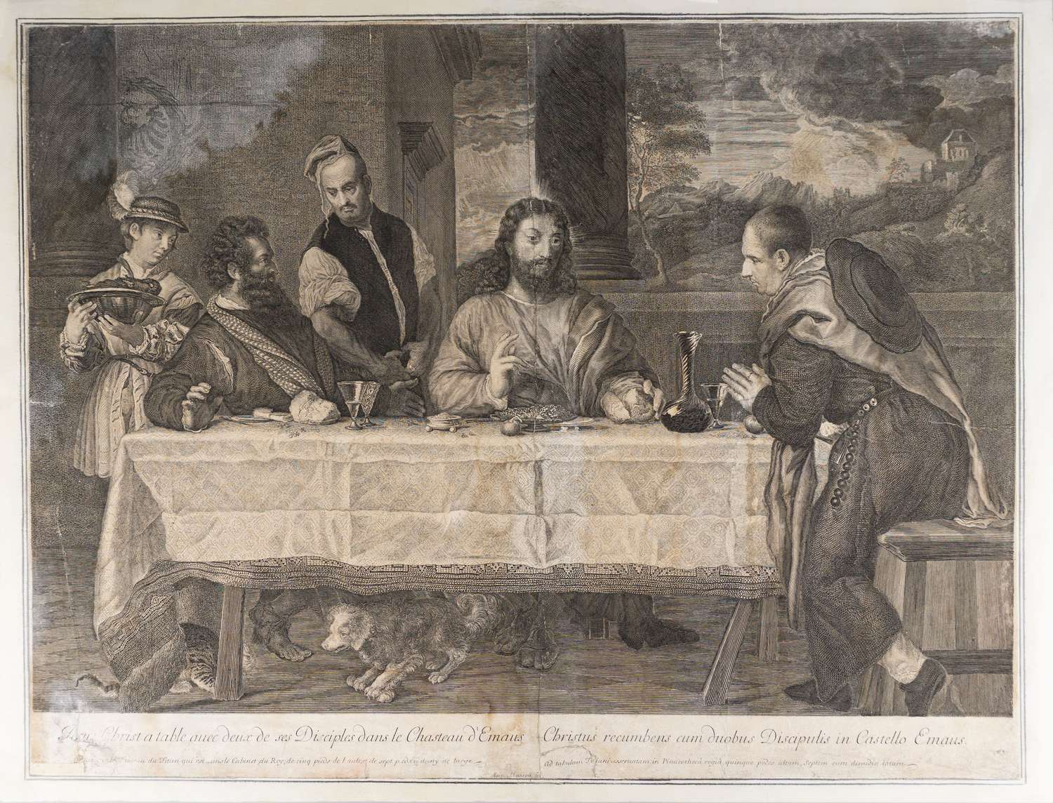 Массон Антуан (по картине Тициана). Иисус Христос за столом с двумя своими учениками в  Эммаусе. Франция, вторая половина XVII века.