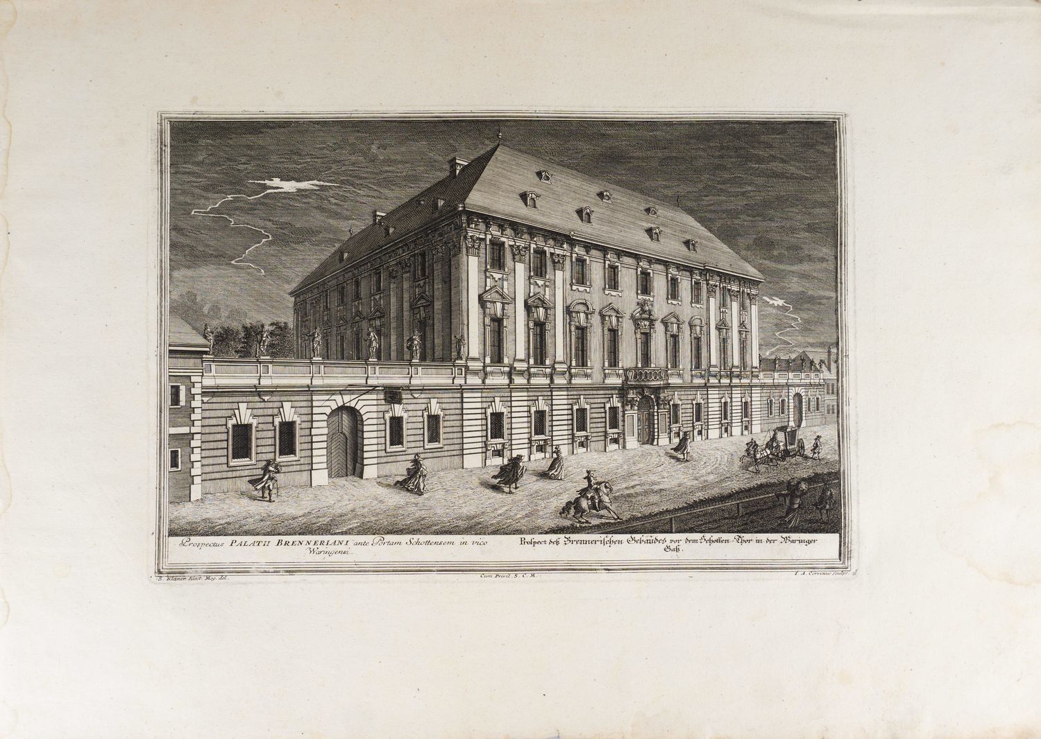 Клейнер Саломон. Дворец Бреннера в Вене. Издание Иоганна Андреаса Пфеффеля. 1720-е годы.