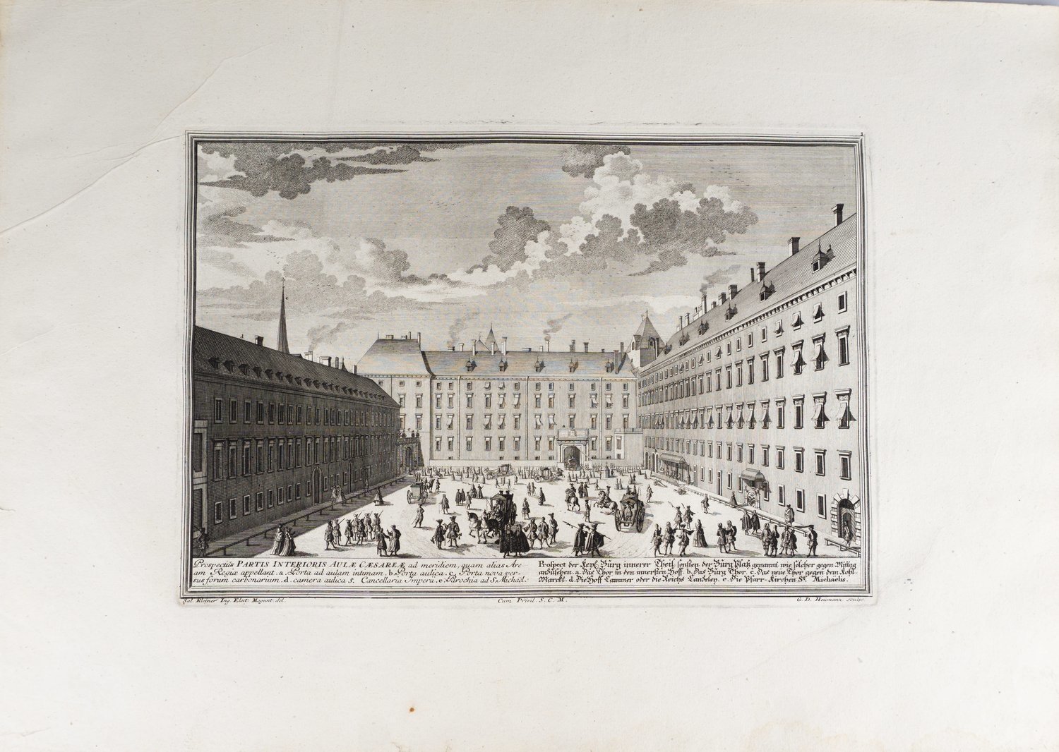 Клейнер Саломон. Внутренний двор дворца Хофбург в Вене. Издание Иоганна Андреаса Пфеффеля, 1720-е - 1730-е годы.