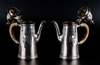 Пара серебряных чайников для горячего шоколада или кофе. Англия, 1928.