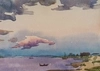 Гусев Василий Сергеевич. 2 рисунка: 1.Банька на реке. 1950-е годы.<br>2. Пейзаж с лодкой. 1950-е годы.