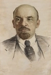 1.Махонин Федор Емельянович (1940-2020).<br>Портрет В.И. Ленина. 1971.<br>2. Неизвестный художник. <br>Портрет В.И. Ленина. 1960-е годы.