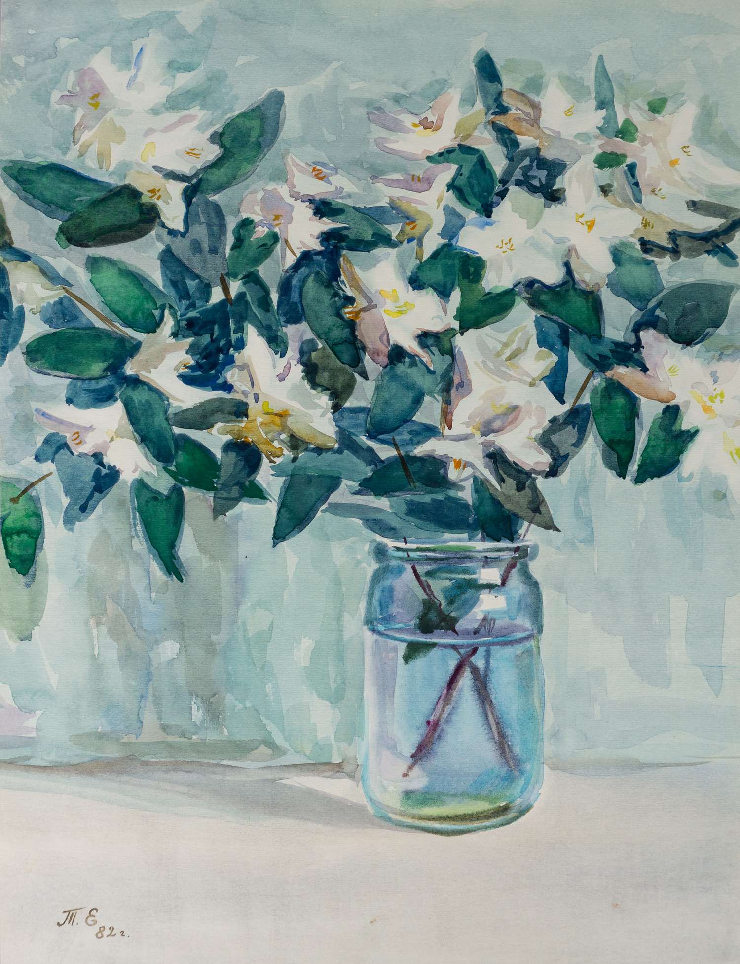 Емельянова Таисия Николаевна. <br>2 рисунка. Цветы в вазе. 1982.
