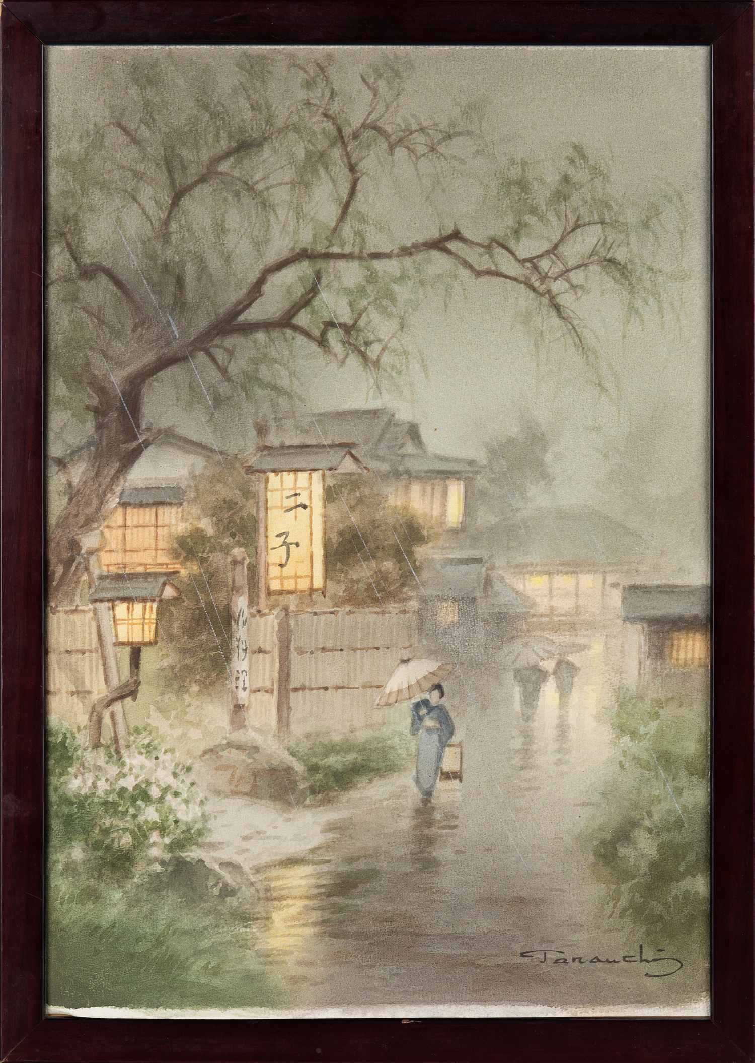 Тераучи Факутаро. Япония. Дождливый вечер. 1930-е - 1940-е годы.
