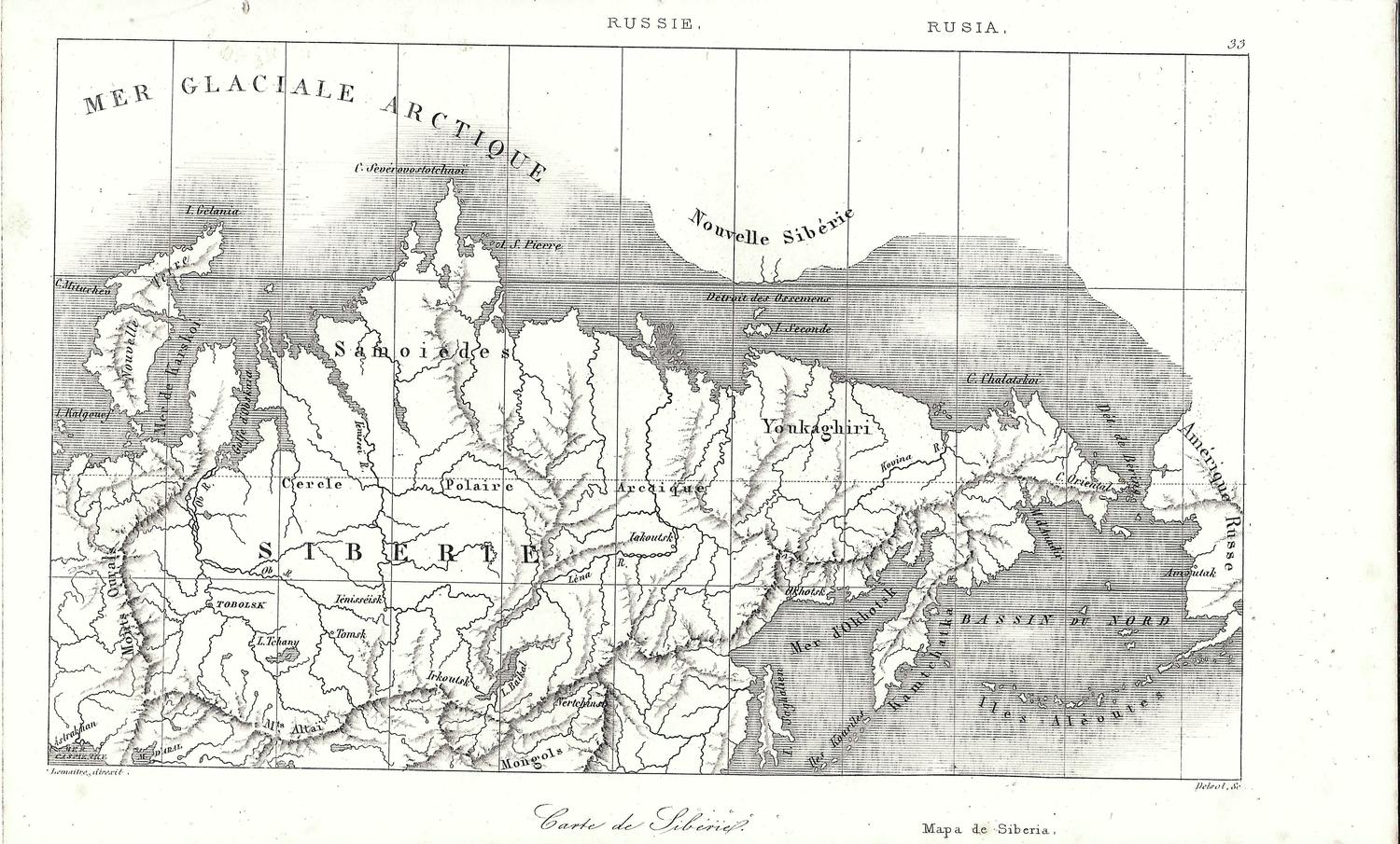 Листы карт «Кавказ»,  «Сибирь». Зап. Европа, середина XIX века.