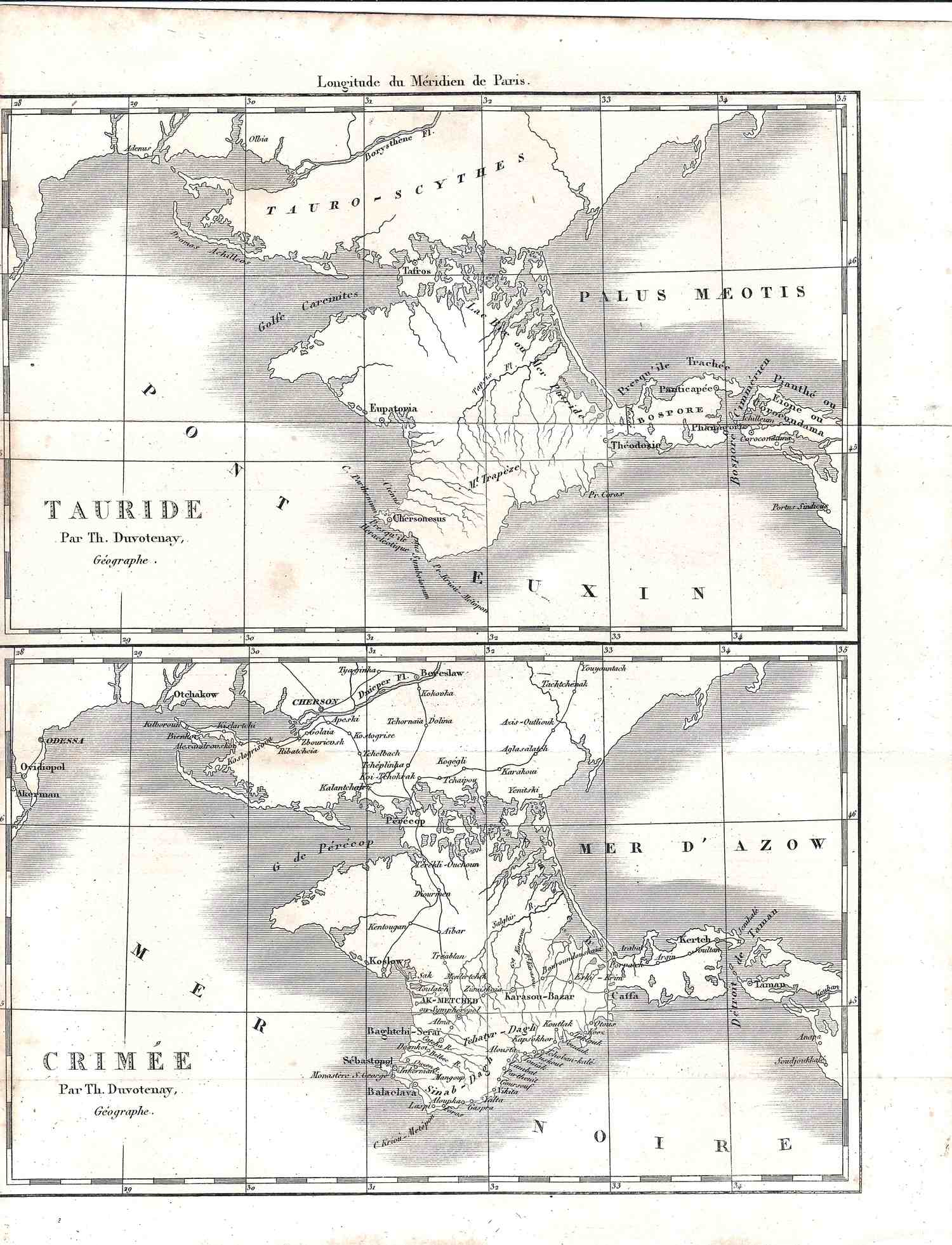 Карта Крыма. Франция, середина XIX века.