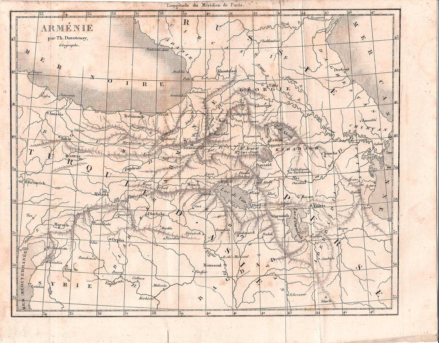 Листы карт «Древняя Армения»,  «Армения». Франция, середина XIX века.