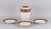Чайник и три тарелки «Алые пионы».  Германия, Bremer & Schmidt, середина ХХ века.
