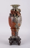 Декоративная ваза из натурального природного камня на металлической подставке. Япония (?), конец XIX - начало XX века.