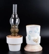 Керосиновая лампа молочного стекла с узором в виде ягод земляники.<br>Россия, первая четверть XIX века.