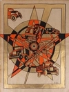 Неизвестный художник (Рабинович Розалия по подписи). Композиция «Автомобили». 1934 (?).