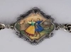 Пояс серебряный с эмалевой пряжкой с изображением танцующей пары в национальных костюмах и надписью «Вильна».  <br>Россия, Вильна (современный Вильнюс), 1890-е годы.