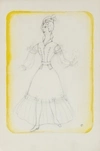 Неизвестный художник. Театральный эскиз костюма придворной дамы к постановке спектакля «Мария Стюарт» Ф. Шиллера. 1970-е.