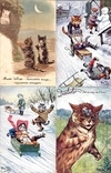 4 открытки «Кошки». Зап. Европа, нач. XX века.