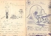 Письмо (с рисунком) и два листа рисунков с подписями Бориса Ивановича Пророкова. СССР, конец 1920-х годов.