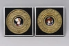 Парные портреты на тарелках Дама и Кавалер в медных рамах. Германия, 1850-е годы.