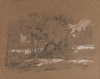 Неизвестный художник (инициалы «A.D.»). Три эскиза деревенских пейзажей. Франция, конец XIX - начало XX века.