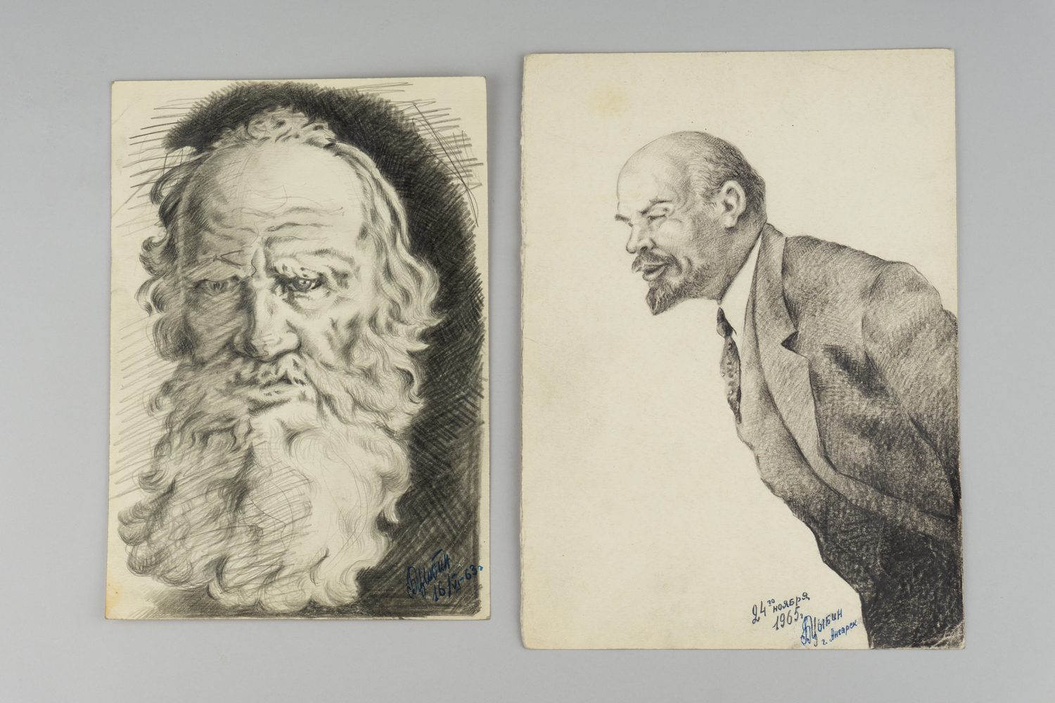 Цыбин Борис Александрович. Два рисунка В.И.Ленин и Л.Н.Толстой. 1963-1965.