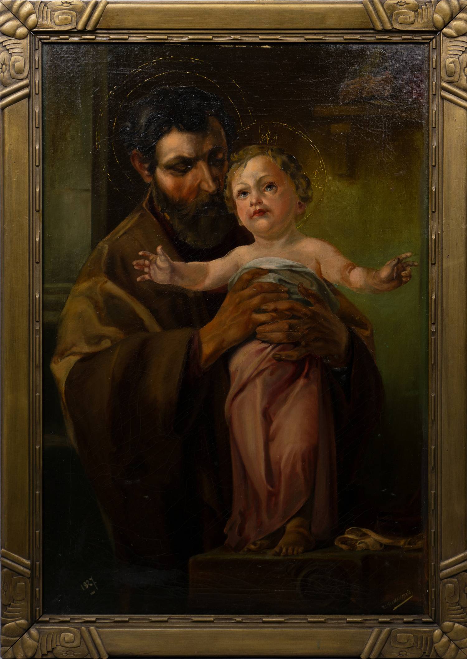 Морис Герман (Herman Moris). Иосиф Обручник с младенцем Иисусом. Западная Европа, 1927.
