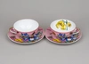 Две чайные пары с изображением ирисов и бабочек.<br>Япония, конец ХХ века.