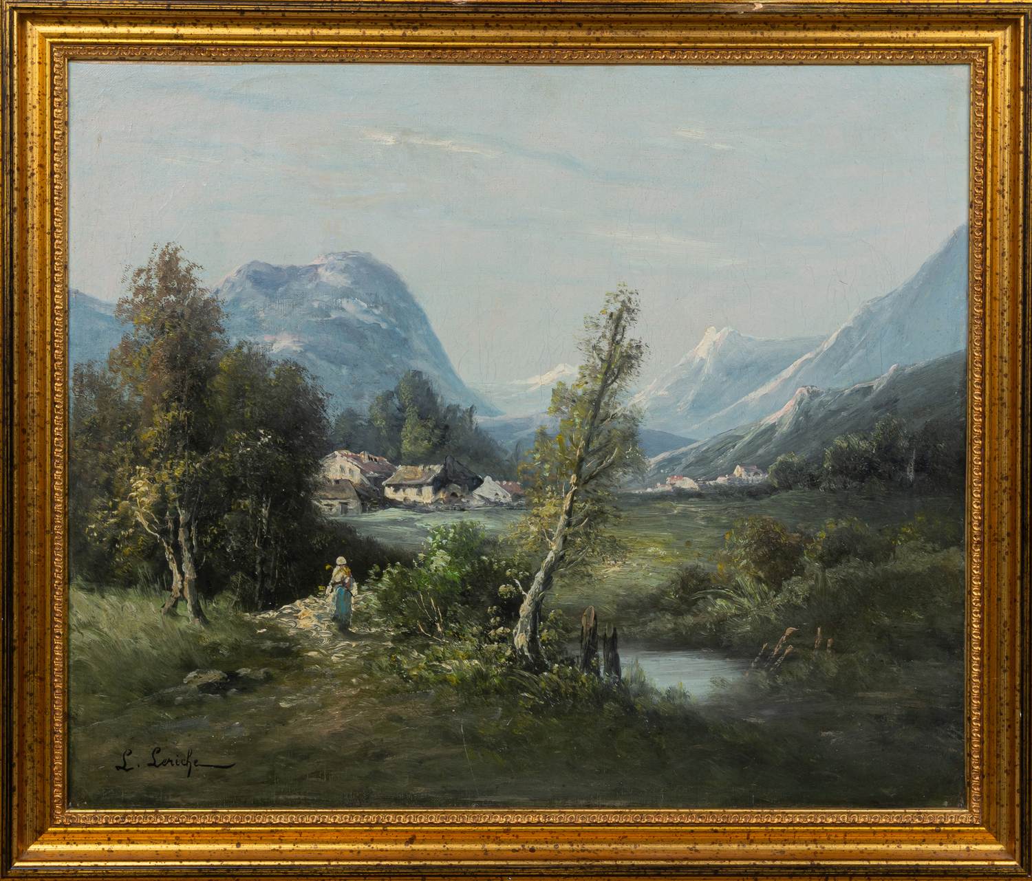 Неизвестный художник (L.Leriche по подписи). Альпийский пейзаж. Франция, первая четверть XX века.