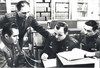 Фотография «Юрий Гагарин, Андриян Николаев, Валерий Быковский на занятиях в Академии им. Жуковского». 1960-е годы.