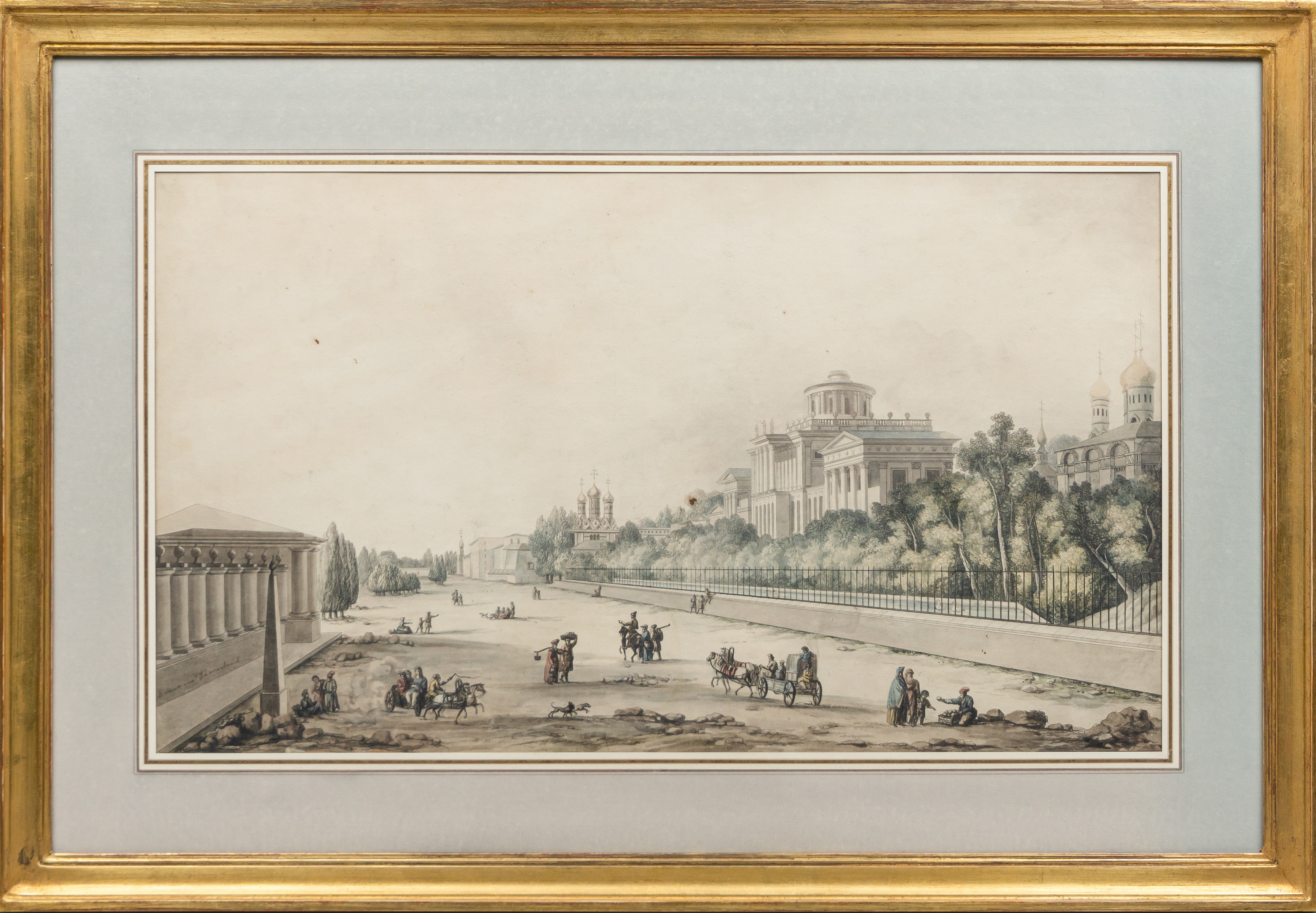 Мишель Франсуа Дамам-Демартре. Вид Моховой и дом Пашкова в Москве. <br>1792-1805 годы.