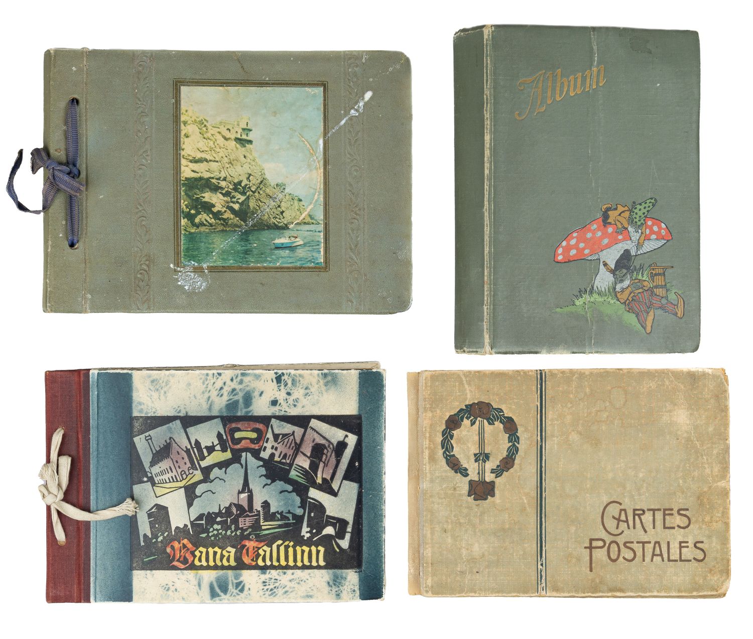 4 альбома для фотографий (открыток). Первая половина XX века.