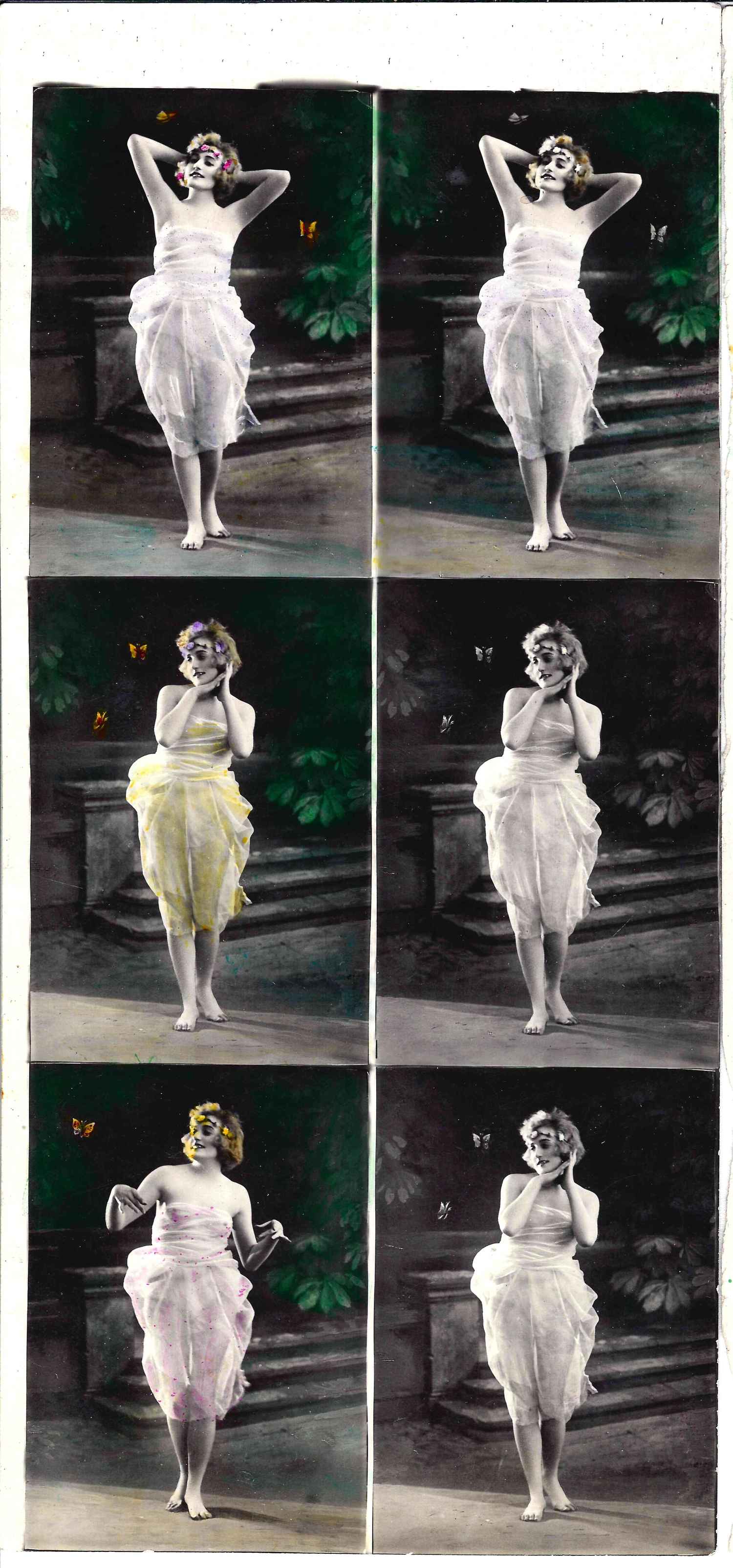 2 листа (12 фотографий) «Девушка в прозрачном платье». Нач. XX века.