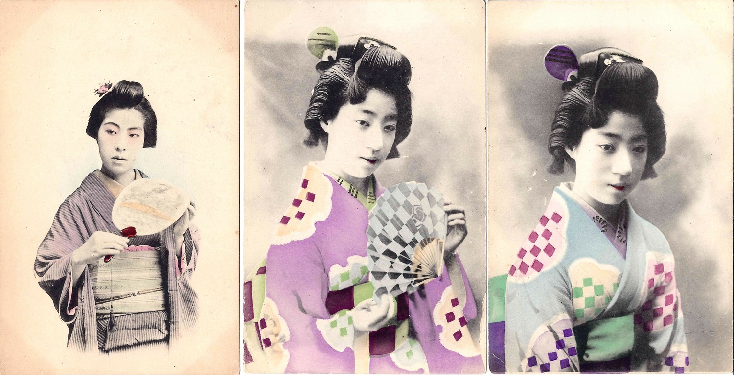 7 открыток «Японки». Открытка «Японский пейзаж». Нач. XX века.