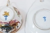 Чайная пара оригинального дизайна с изображением причала и орнаментальным декором. Богемия
