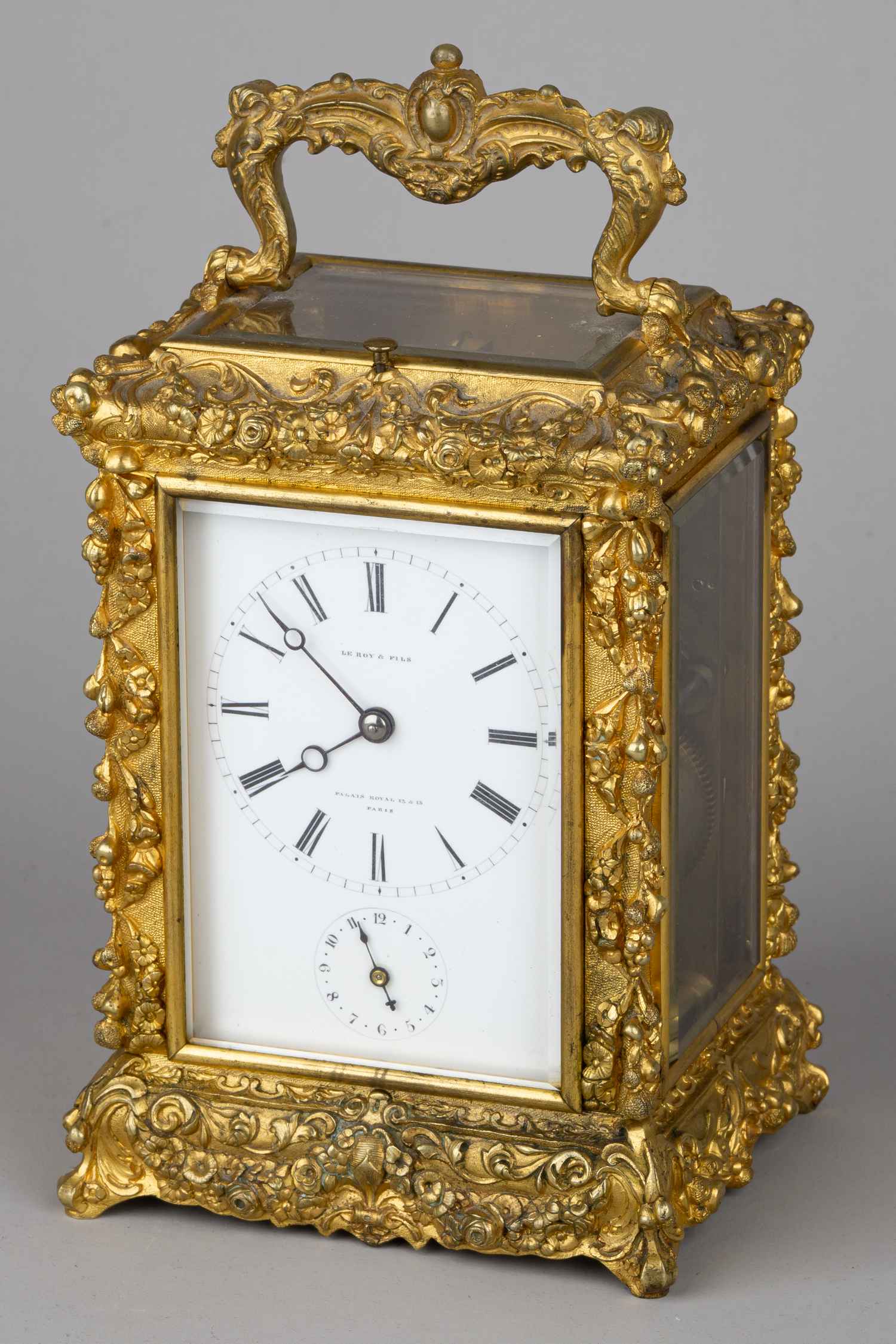 (Поставщик императорских дворов) Каретные часы в стиле Людовика XIV. Франция, фирма Le Roy et fils, вторая половина XIX века.