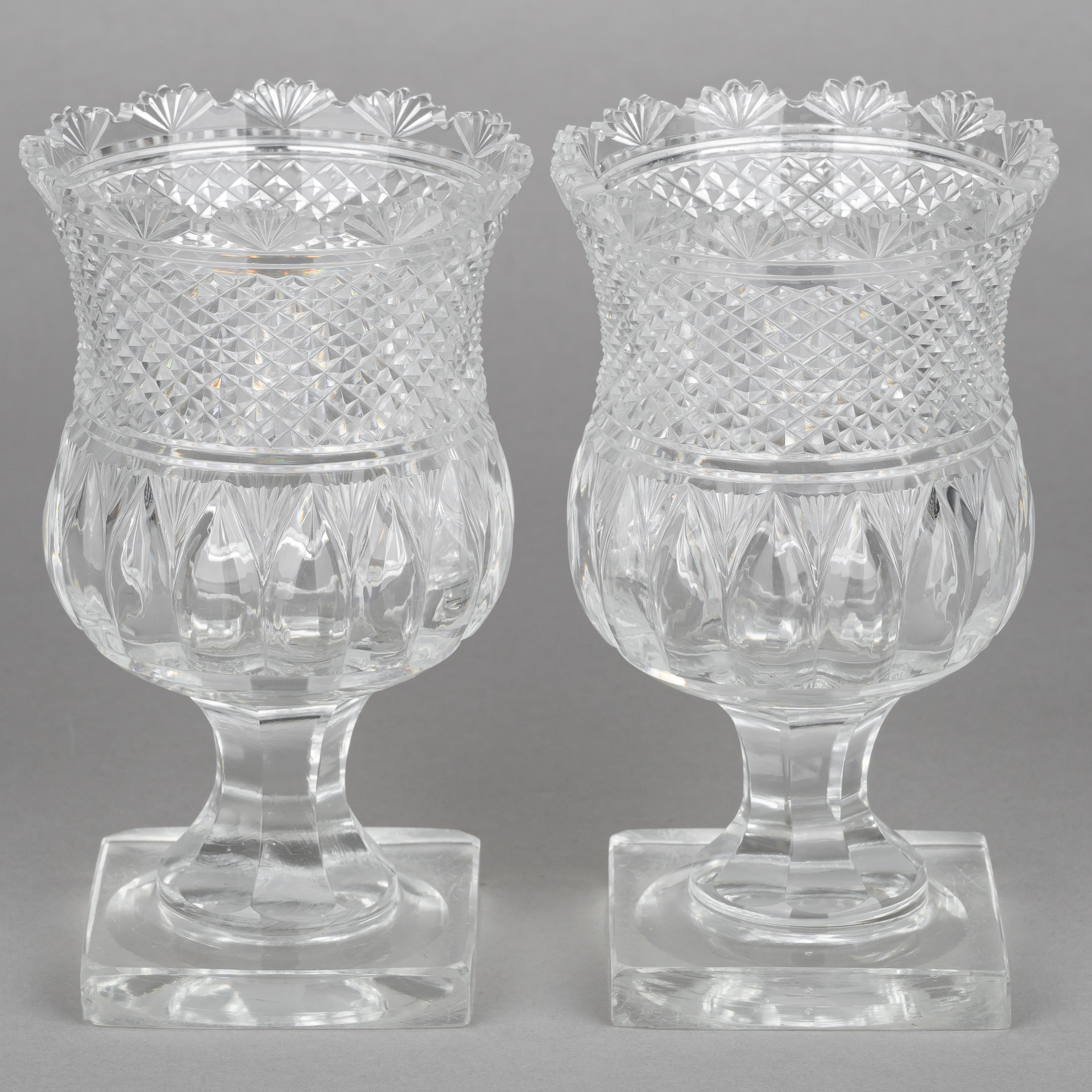 (Баккара) Пара бокалов с алмазной гранью.<br>Франция, Баккара, первая половина  XIX века.