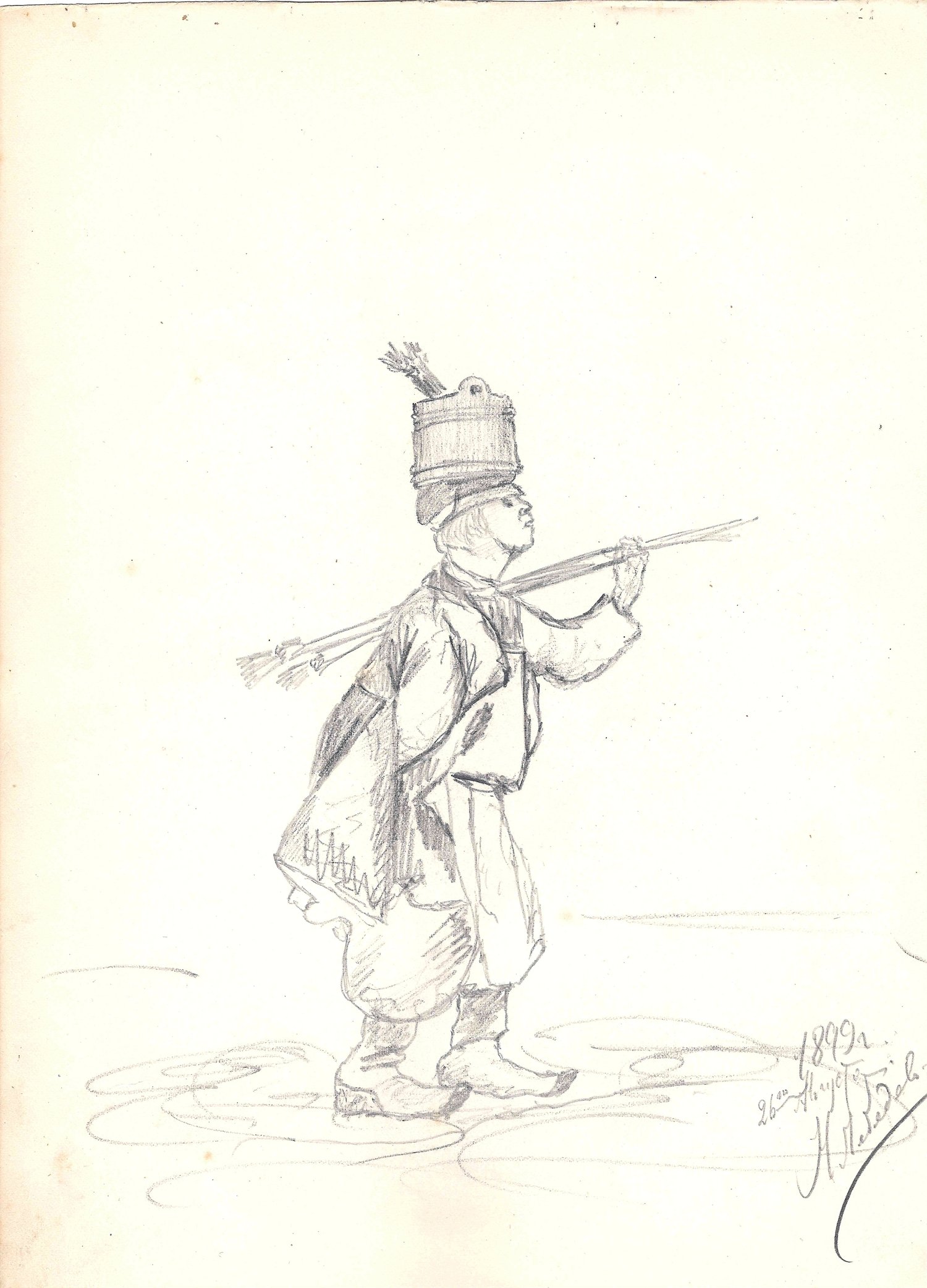 Лебедев Николай Михайлович (?). Пять рисунков карандашом. 1899.