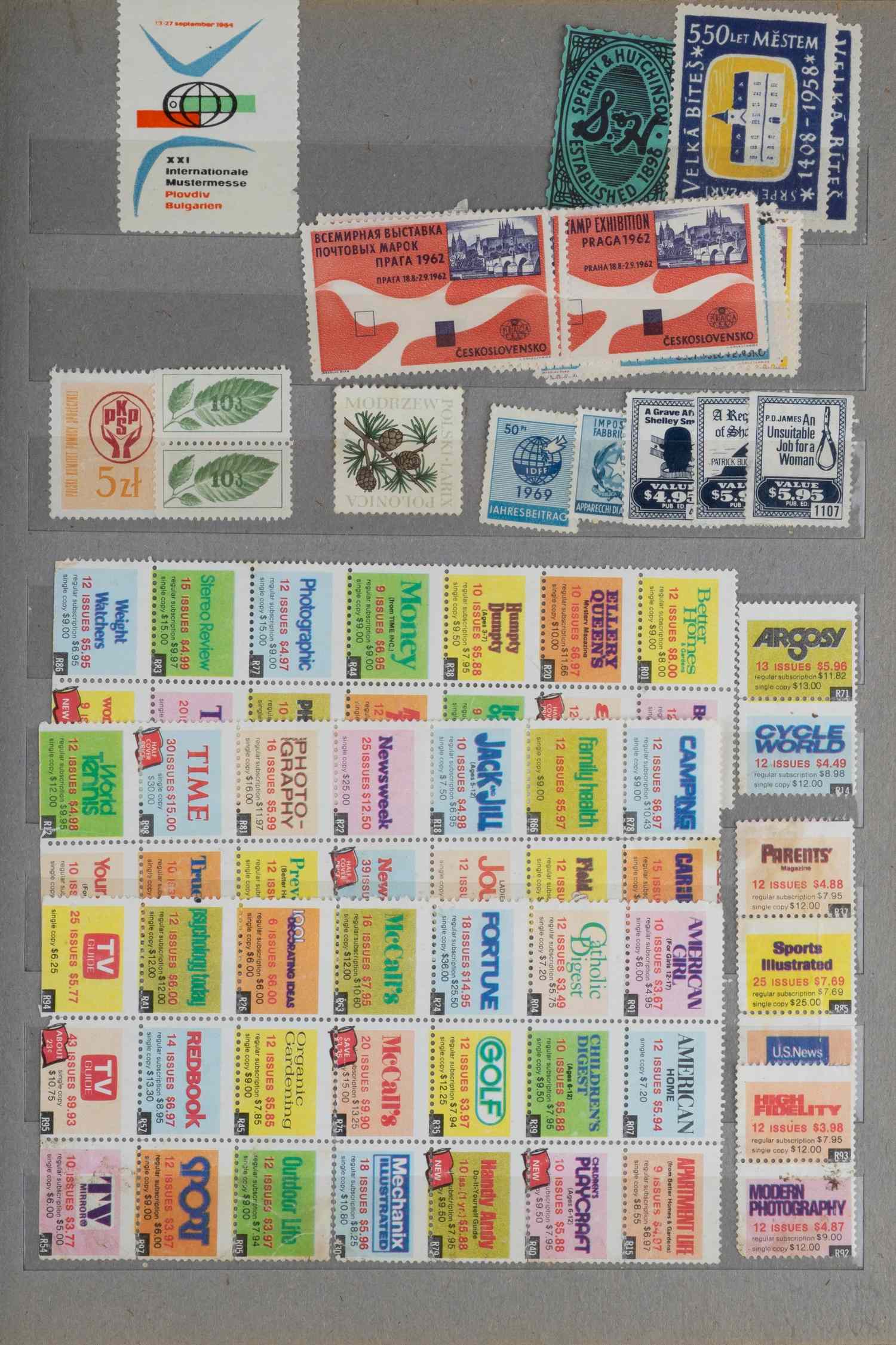 Более 500 непочтовых марок. Зап. Европа, Северная Америка, 1890-е - 1980-е годы.