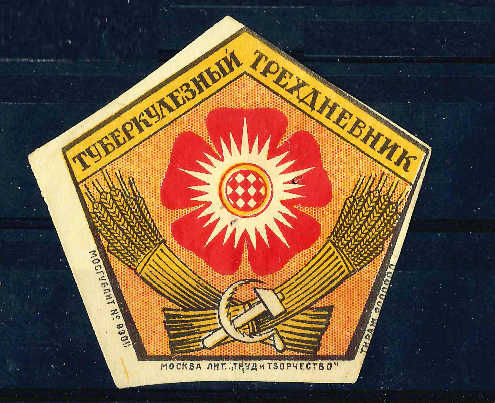 Москва. Непочтовая виньетка «Туберкулёзный трёхдневник». 7 июля 1928 года.