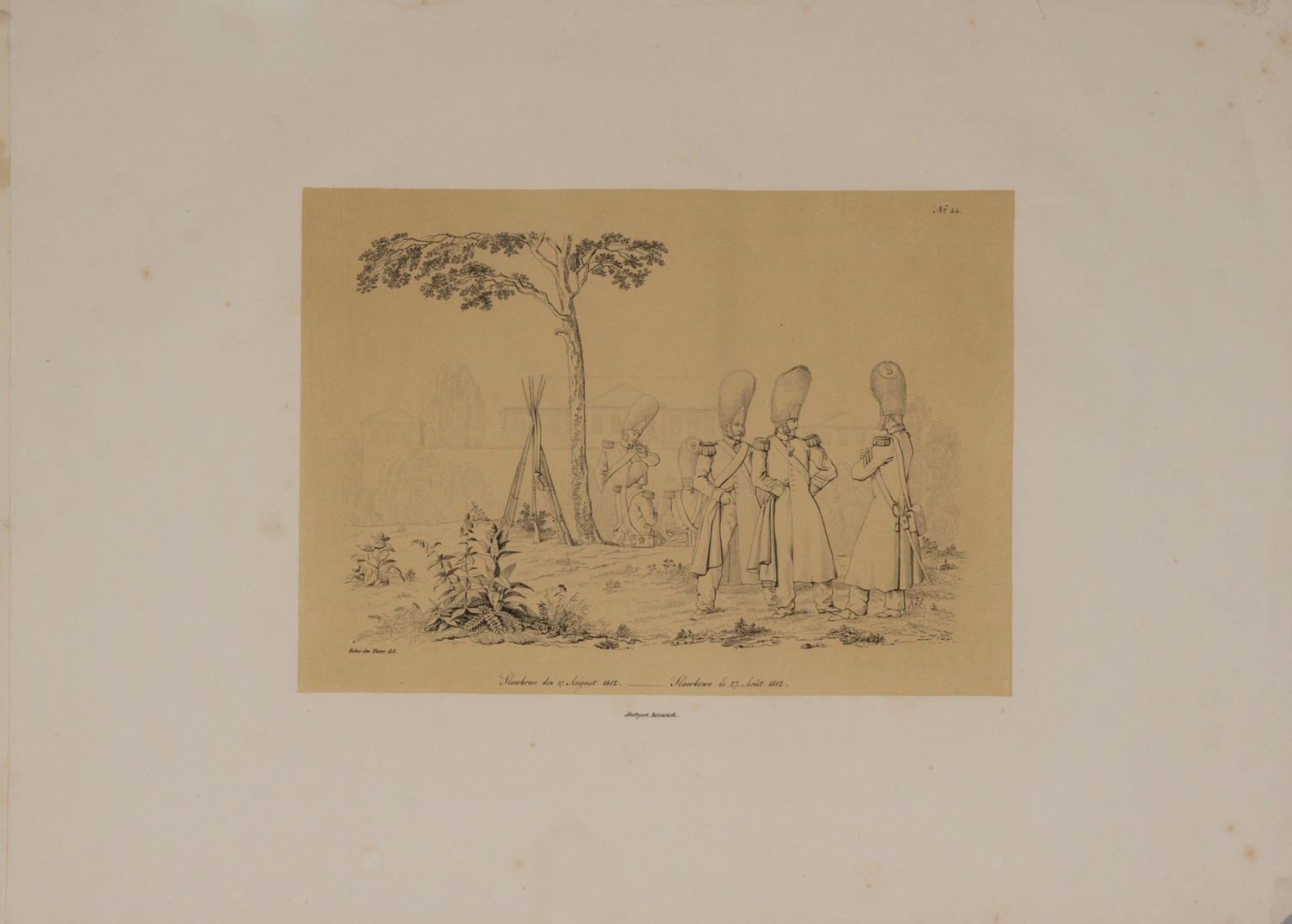 По рисунку Христиана Вильгельма фон Фабера дю Фора. Литография «Славково 27 августа 1812 года». 1831 - 1843 годы.