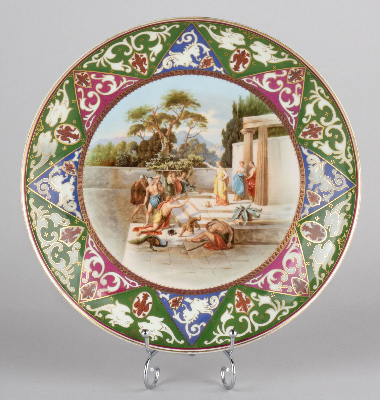 (Одиссея) Блюдо «Одиссей на острове волшебницы Кирки». <br>Австрия, художник Фридрих Преллер (Fr. Preller), конец XIX- начало ХХ века.
