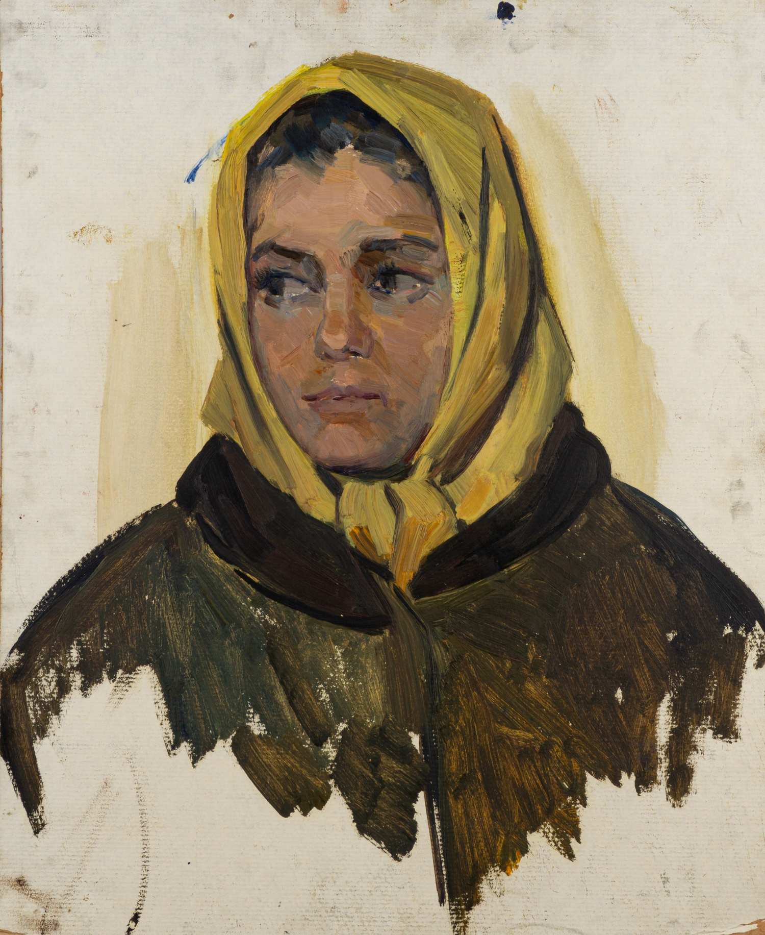 Глушков Сергей Сергеевич. Портрет женщины в желтом платке. 1970-е годы.