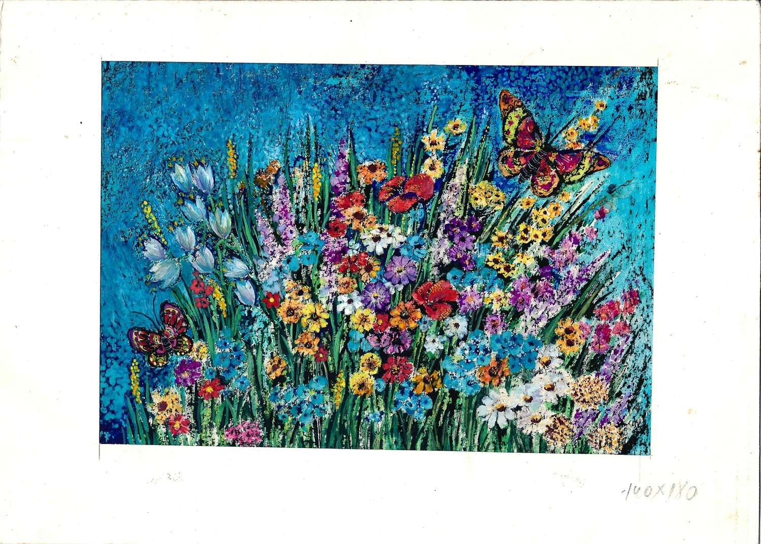 Оригинальный макет открытки «Полевые цветы». 1990-е годы.